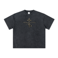 260GSM Unisex Heavyweight Re-Washed Distressed Crew Neck T-shirt Snowflake