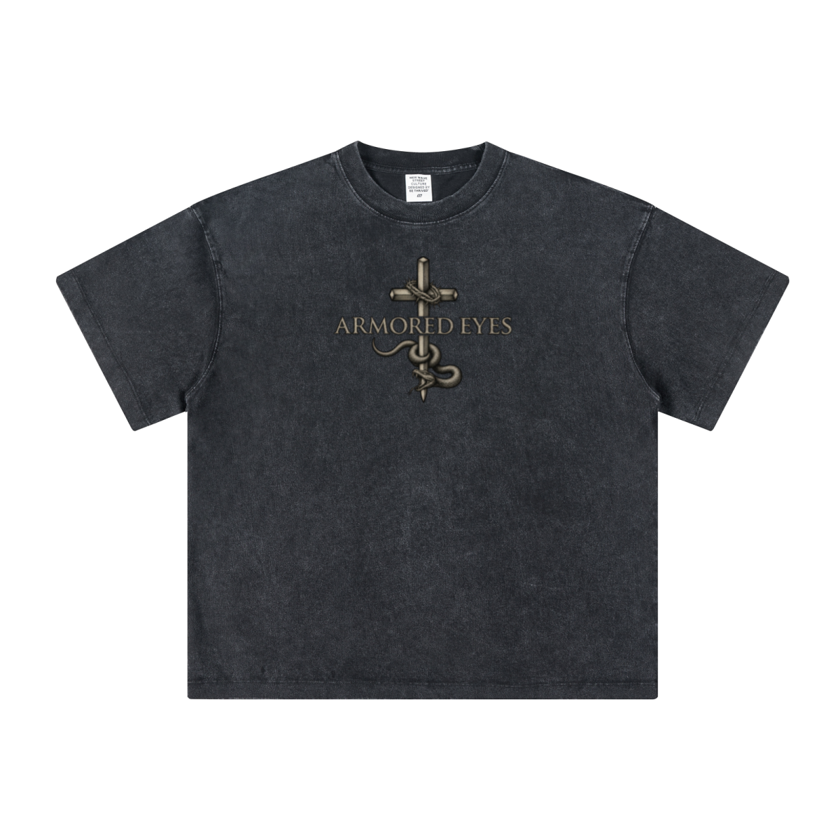260GSM Unisex Heavyweight Re-Washed Distressed Crew Neck T-shirt Snowflake