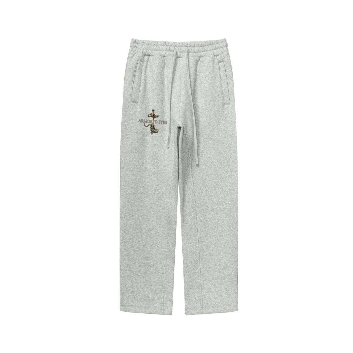 345GSM Unisex Solid-Color Relaxed Fleece-Lined Straight-Leg Pants Heathered Gray