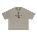 285GSM Unisex Boxy-Fit Distressed Fried-Color Snow-Wash Loose T-shirt Vintage Khaki