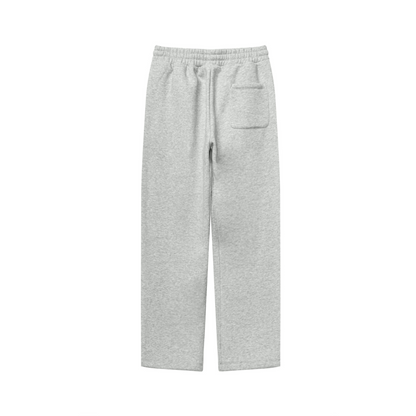 345GSM Unisex Solid-Color Relaxed Fleece-Lined Straight-Leg Pants Heathered Gray