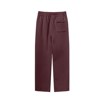 345GSM Unisex Solid-Color Relaxed Fleece-Lined Straight-Leg Pants Ankara Red